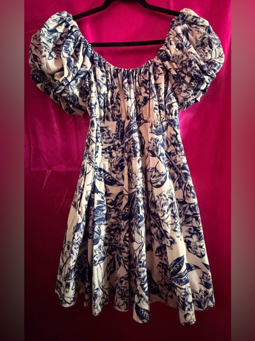 Women’s Abercrombie & Fitch Blue Floral Puff-Sleeve Dress